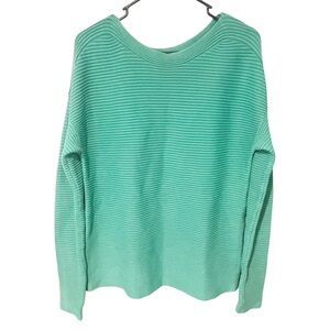 Oui Size‎ 8 Green Ribbed Oversized Crewneck Jumper Pullover
